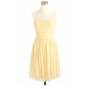 J Crew yellow chiffon dress. Size 2 Petite. sweetheart neckline